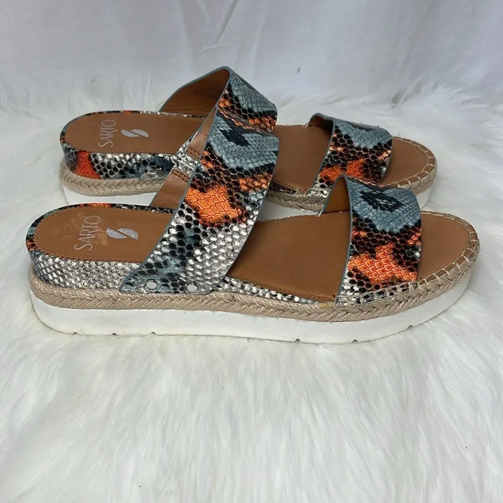 Franco Sarto Cappy Snake Print Platform Slides Sz‎ 9